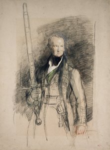 O Conde de Morton carregando a Espada do Estado, 1824 (giz preto e vermelho com wc e bodycolour em papel acinzentado)