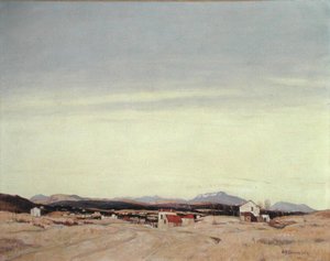 The Distant Hills (óleo sobre tela) de David Young Cameron