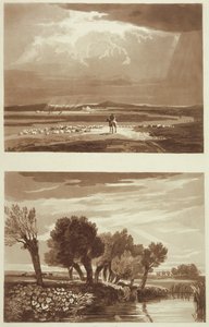 Um Efeito depois de uma tempestade ... e Efeito Transiente, Veja em Battersea Marsh, ilustrações de Um Tratado sobre Paisagem e Efeito em Cores de Água, 1841 (aquatint) de David after Cox