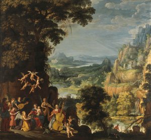 Paisagem com o vôo para o Egito, c.1610-40 (óleo em carvalho)