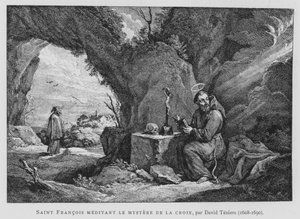 São Francisco Meditando sobre o Mistério da Cruz (litho)