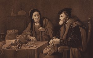 Os Misers, a partir do quadro da National Gallery, Londres (litografia)