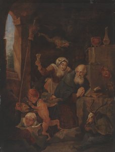 Tentação de Santo Antônio (óleo no painel) de David Teniers the Younger