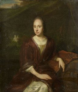 Retrato de Margaretha Nelis (1652-17050, segunda esposa de Casparus Commelin). de David van der Plas