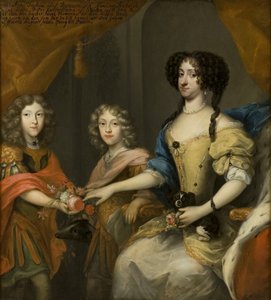 Anna Sofia, princesa da Dinamarca, electress da Saxônia, com seus filhos Johann Georg e Friedrich August, c.1680