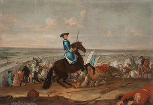 Rei Carlos XII (Carl da Suécia) (1682-1718) na Batalha de Narva