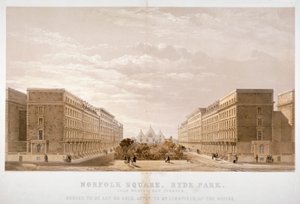 Anúncio do agente da casa para propriedades em Norfolk Square, Paddington, Londres, c1870.