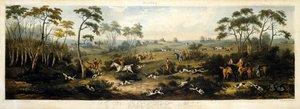 Foxhunting, placa 1, gravada por Thomas Sutherland (1785-1838) 1817 (cor litho)