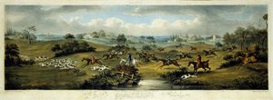Foxhunting, placa 2, gravada por Thomas Sutherland (1785-1838) 1817 (cor litho)