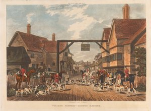 [Caça à raposa] conjunto de quatro: Hertfordshire. 1. (Whitewell perto de Welwyn) / Village Scenery - Hounds Meeting de Dean Wolstenholme