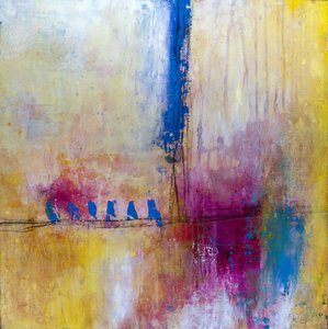 Pássaros abstratos e vibrantes de Deb Chaney