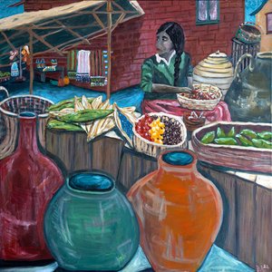 Mercado, 2023 (acrílico sobre tela) de Deborah Eve Alastra