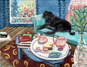 Princípios do Pug, 2024 (acrílico sobre tela) de Deborah Eve Alastra