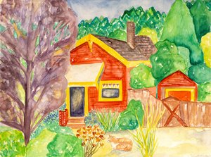Casa vermelha, 2016 (aguarela) de Deborah Eve Alastra
