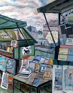 Shops On Seine, 2022 (acrílico sobre tela) de Deborah Eve Alastra