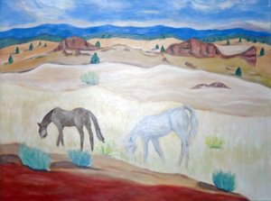 Wild Horses Warm Springs, 2011 (acrílico sobre tela) de Deborah Eve Alastra