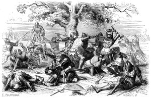 Trinta cavaleiros franceses lutam contra os ingleses, Bretanha, França, 1351 1882-1884 de Deghouy