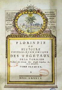 Frontispício de Florindie ou História Física e Económica das Plantas da Torrida de Delahaye Delahaye