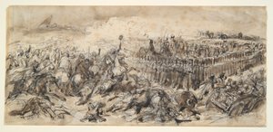 Cena de batalha (Estudo para a 2ª Cavalaria Ligeira que resiste ao massacre dos árabes) de Denis Auguste Marie Raffet
