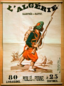 Cartaz de livraria anunciando uma série de publicações sobre a Argélia, 1843