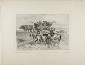 Família de ciganos húngaros em viagem, Moldávia, 19 de julho de 1837 de Denis Auguste Marie Raffet