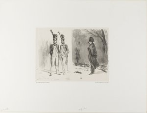 Folha com Esboço (Granadeiro da Guarda, Napoleão em um Bivouac) de Denis Auguste Marie Raffet