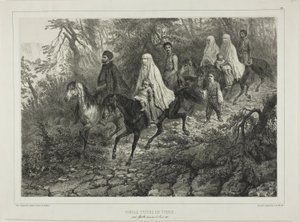 Família tártara viajante, perto de Ialta, Crimeia, 15 de agosto de 1837 de Denis Auguste Marie Raffet