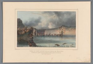 Vernielde brug, 1832
Vistas da ponte em ruínas da Porta de Emergência, do recesso à esquerda do Pacioto Bastion e do flanco esquerdo da meia-lua (título sobre o objecto)
Desenhos da vida no cerco da Cidadela de Antuérpia por Raffet (título da série sobre de Denis Auguste Marie Raffet