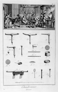 Interior de um Ironmongers, e planos de instrumentos, 1751-1777 de Denis Diderot