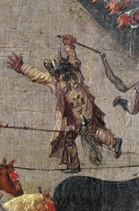 O triunfo da arquiduquesa Isabella em Ommeganck, em Bruxelas, em 31 de maio de 1615, detalhe de uma figura demoníaca fantasiada, 1615 de Denys van Alsloot