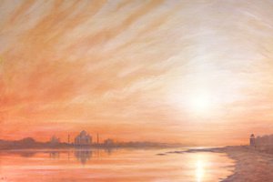 Taj Mahal e pôr do sol