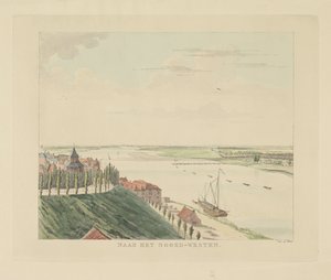 Vista do Valkhof e do rio Waal a noroeste de Nijmegen
Para o noroeste (título sobre o objecto)
Vistas em redor da cidade de Nijmegen (título da série)
Panorama ou vista circular de Nijmegen atraído para a vida num miradouro (título da série)