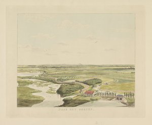 Vista da paisagem a leste de Nijmegen Para o Oriente (título no objeto) Vistas ao redor da cidade de Nijmegen (título da série) Panorama de Geldersch ou visão redonda da vida desenhada no mirante em Nymegen (título da série)