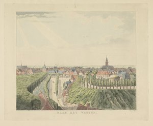 Nijmegen, vista do miradouro em direcção ao oeste
Para o ocidente (título sobre o objecto)
Vistas em redor da cidade de Nijmegen (título da série)
Panorama ou vista circular de Nijmegen extraído do miradouro (título da série)