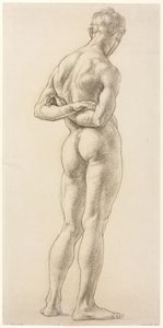 Estudo de uma figura masculina, c.1906-07 (giz preto sobre papel) de Derwent Lees
