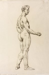 Estudo de uma figura masculina, c.1906-07 (giz preto sobre papel) de Derwent Lees