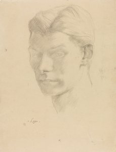 Retrato de um homem, c.1906-08 (lápis sobre papel) de Derwent Lees