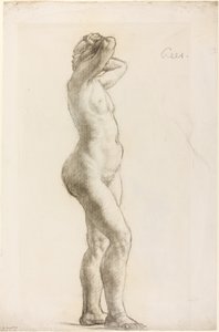 Estudo de uma figura feminina, c.1906-07 (giz preto sobre papel) de Derwent Lees