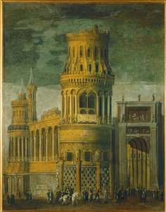 Arquitetura imaginária (óleo sobre tela) de Desiderio Monsu