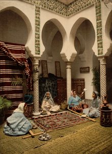Mulheres mouras fazendo tapetes árabes, Argel, Argélia, c.1899 (impressão fotomecânica)