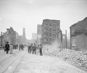 A limpar os destroços na California Street, São Francisco de Detroit Publishing Co.