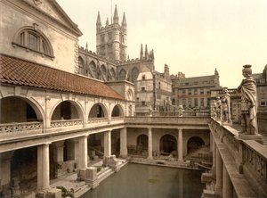 Banhos Romanos e Abadia, Bath, c.1890-1900 (impressão fotocrómica) de Detroit Publishing Co.