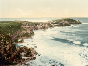 Towan Head, Newquay, Cornualha, Inglaterra, Impressão fotocromática, c.1900 de Detroit Publishing Co.