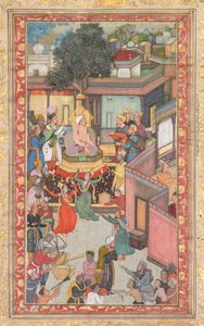 Cerimônia de circuncisão para os filhos de Akbar, pintando 126 de um Akbar-nama Book of Akbar…, c. 1602-3. de Dharam Das