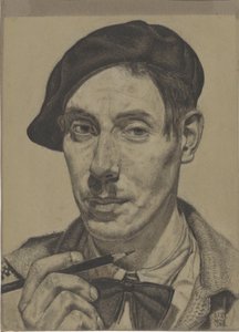 Auto-retrato com lápis na mão de Dick Ket (signed by artist)