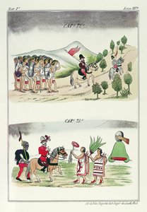 Cap 72 e Cap 73, ilustrações da "História das Índias da Nova Espanha e das Ilhas da Terra", com placas de Jules Desportes, México, 1867-1880 de Diego Duran