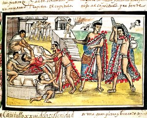 Fol.70v Sacrifício humano, do "Codex Duran" 1579 (velino)