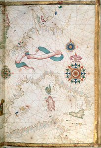 Córsega, Sardenha e Sicília, detalhe de um atlas mundial, 1565