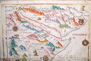 Egito e Arábia Saudita, detalhe de um atlas mundial, 1565
