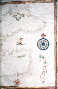 Turquia, o mar Cáspio e Chipre, detalhe de uma palavra atlas, 1565 de Diego Homem